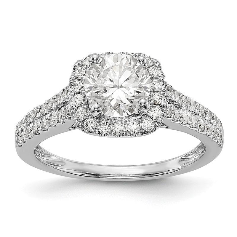 14kw Peg Set Diamond Semi-Mount Cushion Halo Engagement Ring - Seattle Gold Grillz