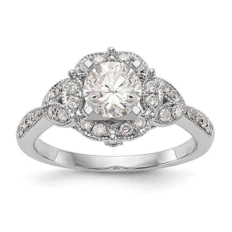 14KW Peg Set Diamond Semi-Mount Round Halo Engagement Ring - Seattle Gold Grillz