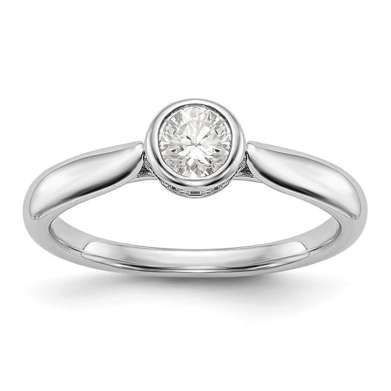 14kw Round Bezel Set Solitaire Diamond Semi-mount Engagement Ring - Seattle Gold Grillz