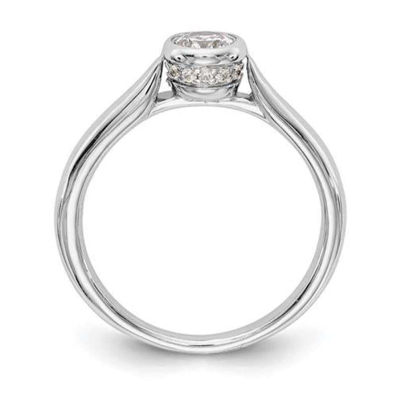 14kw Round Bezel Set Solitaire Diamond Semi-mount Engagement Ring - Seattle Gold Grillz