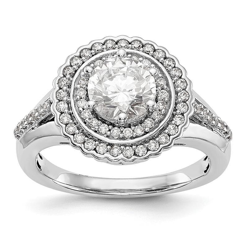 14KW Round Diamond Semi-Mount Double Halo Engagement Ring - Seattle Gold Grillz