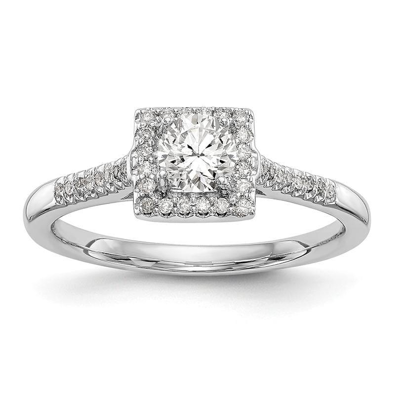 14KW Round Diamond Semi-Mount Halo Engagement Ring - Seattle Gold Grillz