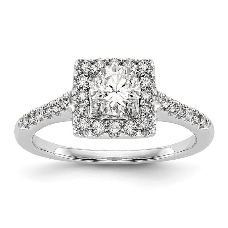 14KW Round Diamond Semi-Mount Halo Engagement Ring - Seattle Gold Grillz