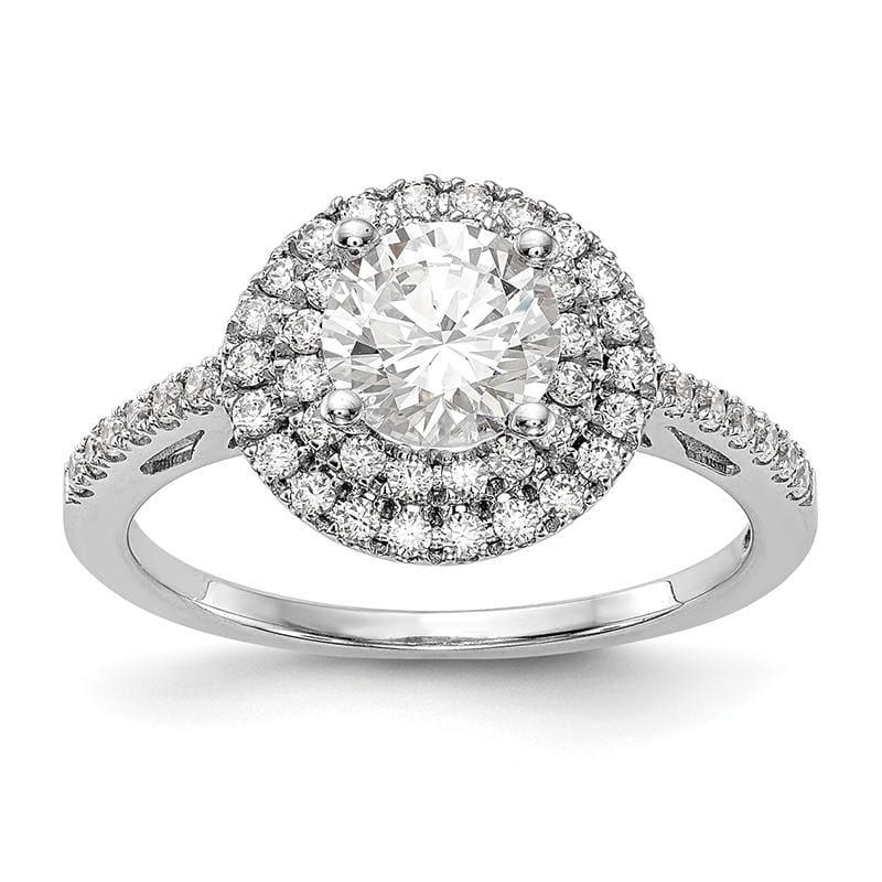14KW Round Double Halo Engagement Ring Mounting - Seattle Gold Grillz