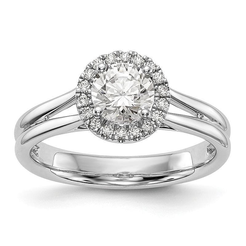 14kw Round Halo Engagement Diamond Semi-mount Split Shank Ring - Seattle Gold Grillz