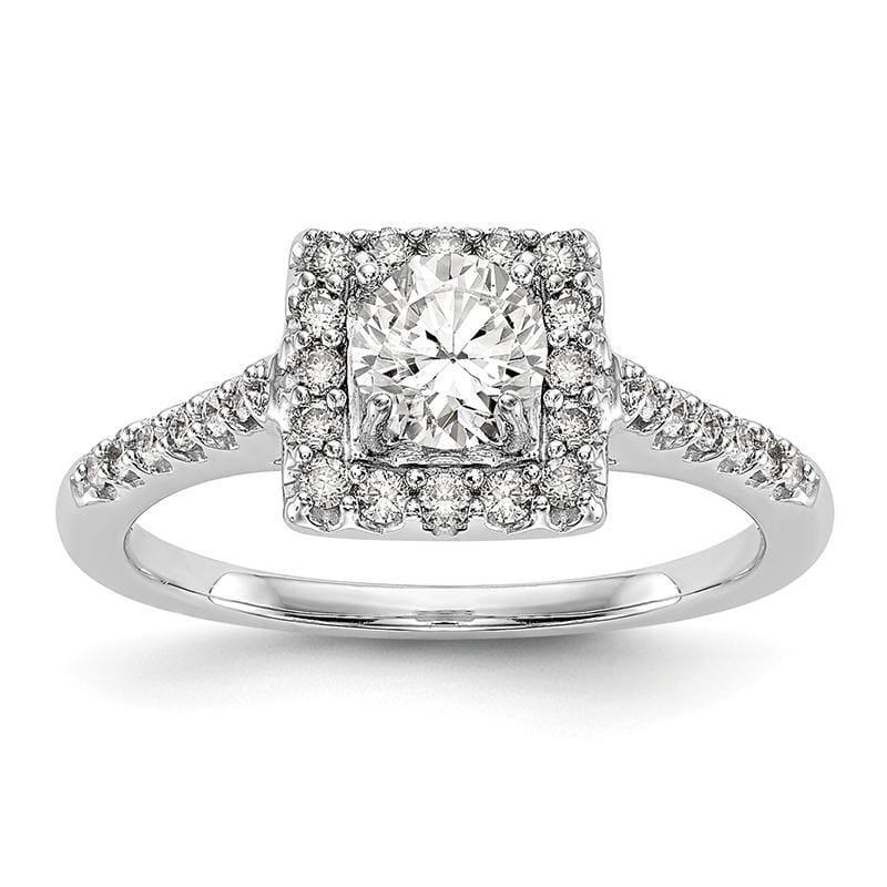 14KW Round Halo Engagement Ring Mounting - Seattle Gold Grillz