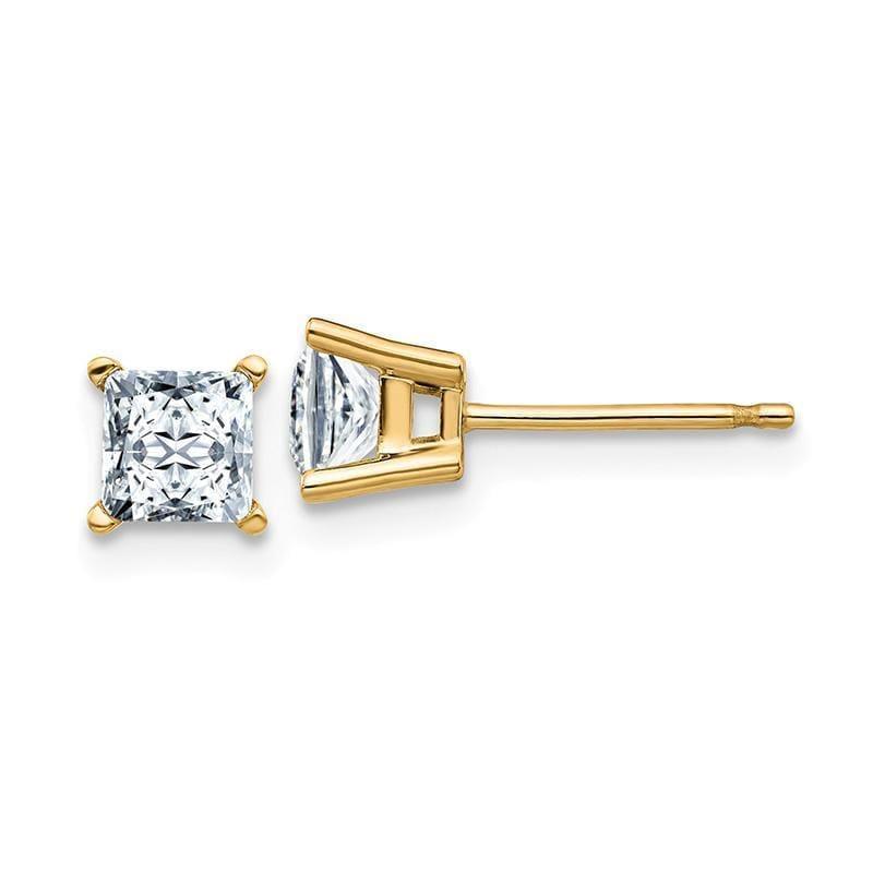 14ky 1.00ct. 4.5mm Square Brilliant Colorless Moissanite Basket Post Earrin - Seattle Gold Grillz