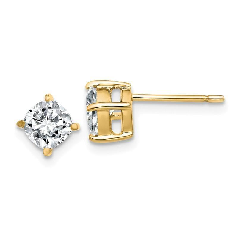 14ky 1.00ct. 5.00mm Cushion Moissanite Earring - Seattle Gold Grillz