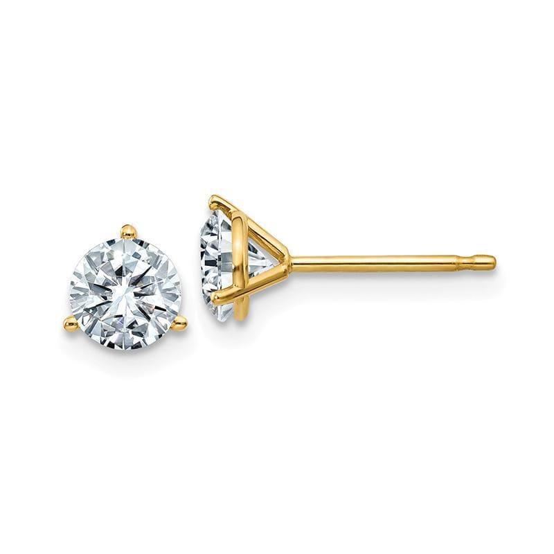 14ky 1.00ct. 5.0mm Round Colorless Moissanite 3-Prong Martini Post Earring - Seattle Gold Grillz
