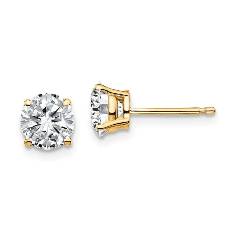 14ky 1.25ct. 5.5mm Round Moissanite 4 Prong Earrings - Seattle Gold Grillz