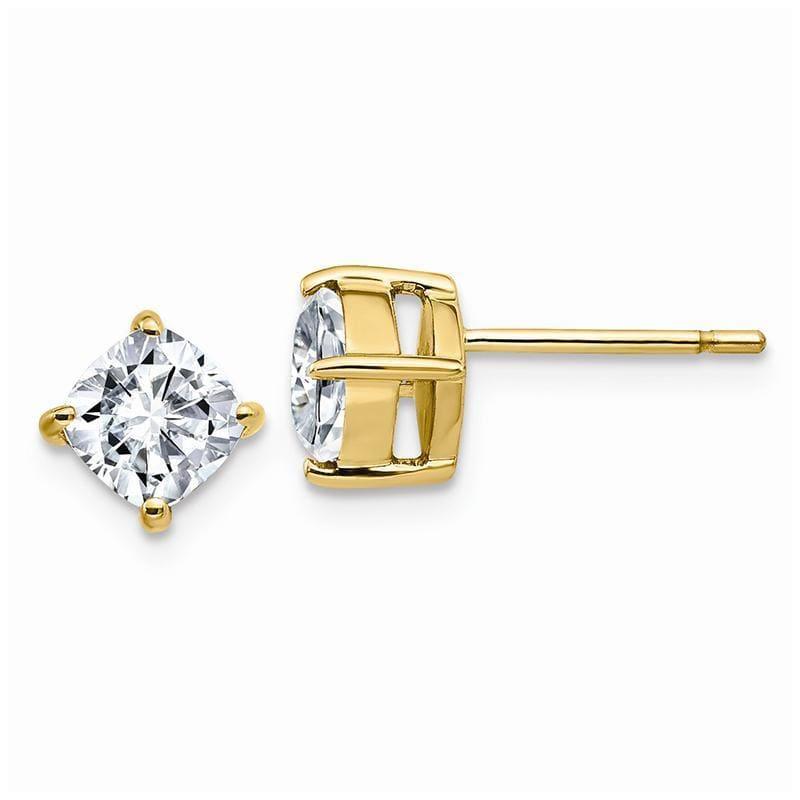 14ky 1.75ct. 5.50mm Cushion Colorless Moissanite Earring - Seattle Gold Grillz