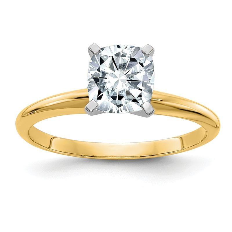 14ky 1.7ct. 7.0mm Colorless Moissanite Cusion Solitaire Ring - Seattle Gold Grillz