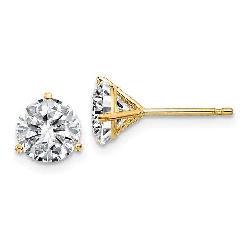 14ky 2.00ct. 6.5mm Round Moissanite 3-Prong Martini Post Earring - Seattle Gold Grillz