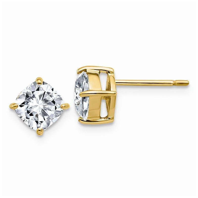 14ky 2.25ct. 6.00mm Cushion Colorless Moissanite Earring - Seattle Gold Grillz
