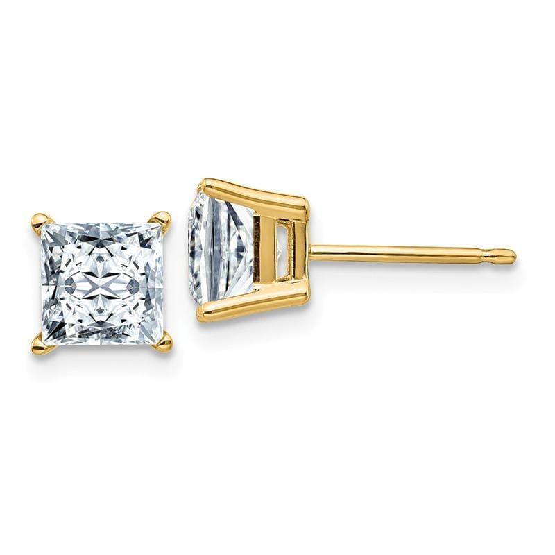 14ky 2.50ct. 6.0mm Square Brilliant Colorless Moissanite Basket Post Earrin - Seattle Gold Grillz