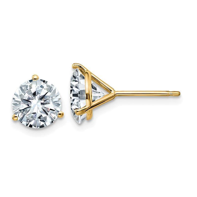 14ky 2.50ct. 7.0mm Round Colorless Moissanite 3-Prong Martini Post Earring - Seattle Gold Grillz