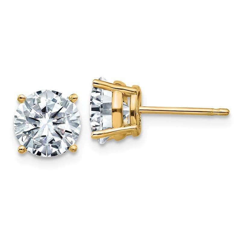 14ky 2.50ct. 7.0mm Round Colorless Moissanite Basket Post Earring - Seattle Gold Grillz
