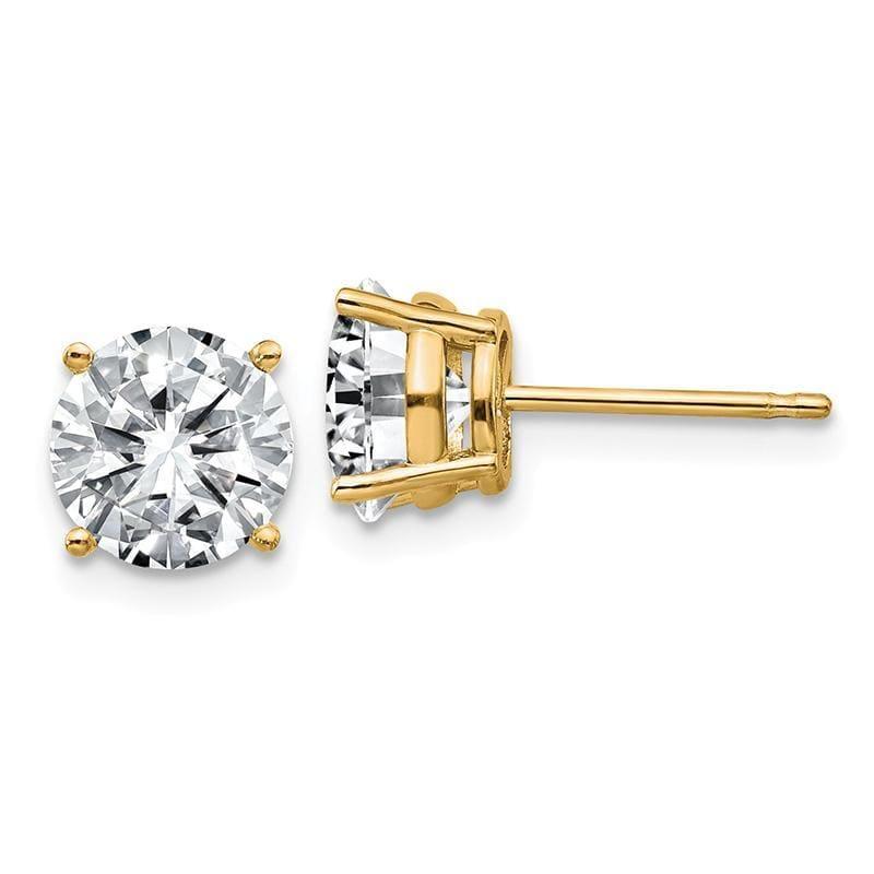 14ky 2.50ct. 7.0mm Round Moissanite 4-Prong Basket Post Earring - Seattle Gold Grillz