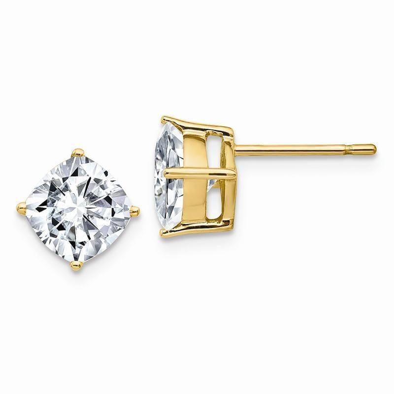 14ky 2.75ct. 6.50mm Cushion Colorless Moissanite Earring - Seattle Gold Grillz