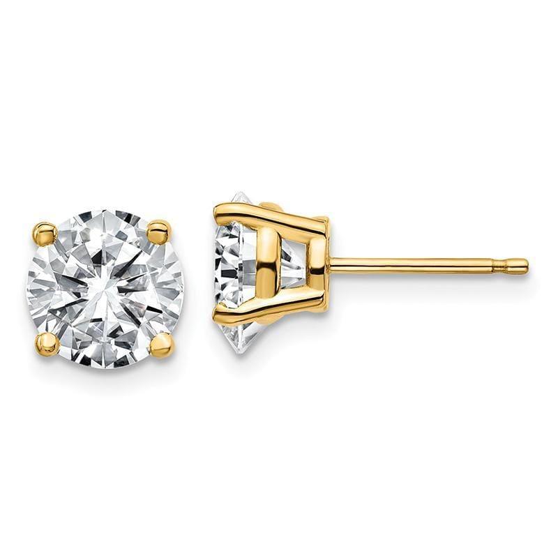 14ky 3.00ct. 7.5mm Round Moissanite 4 Prong Earrings - Seattle Gold Grillz