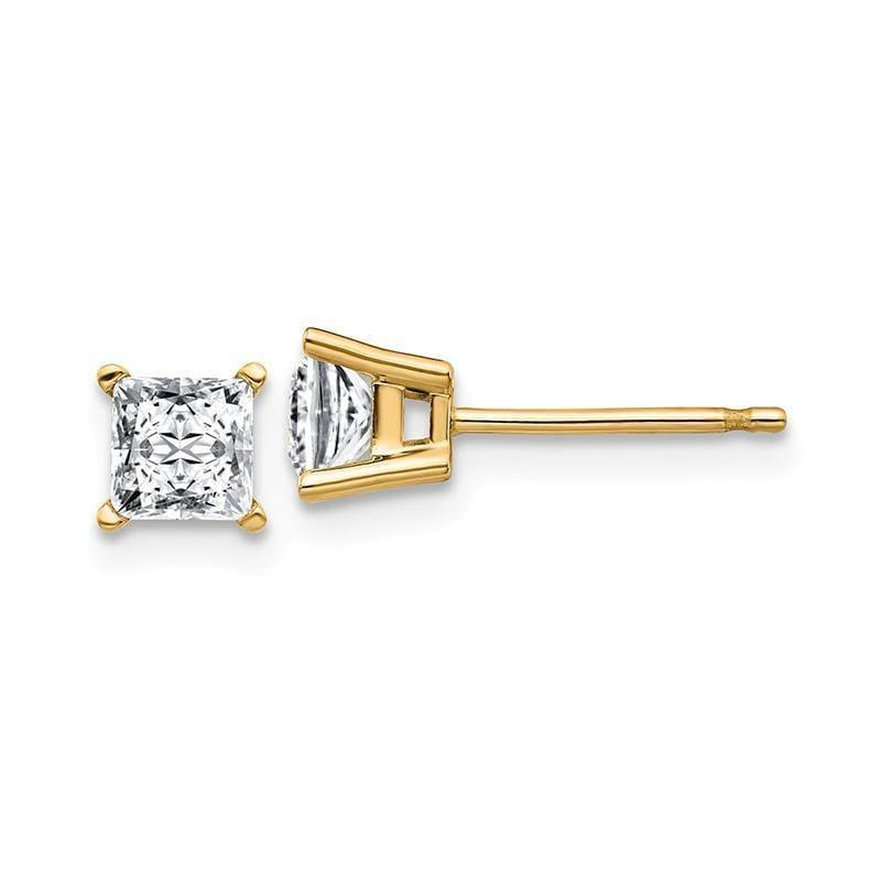 14ky 3-4ct. 4.0mm Square Brilliant Moissanite 4-Prong Basket Post Earring - Seattle Gold Grillz