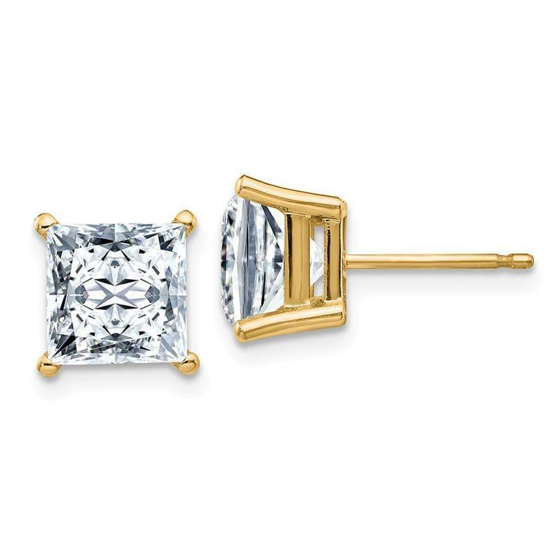 14ky 3.50ct. 7.0mm Square Brilliant Colorless Moissanite Basket Post Earrin - Seattle Gold Grillz