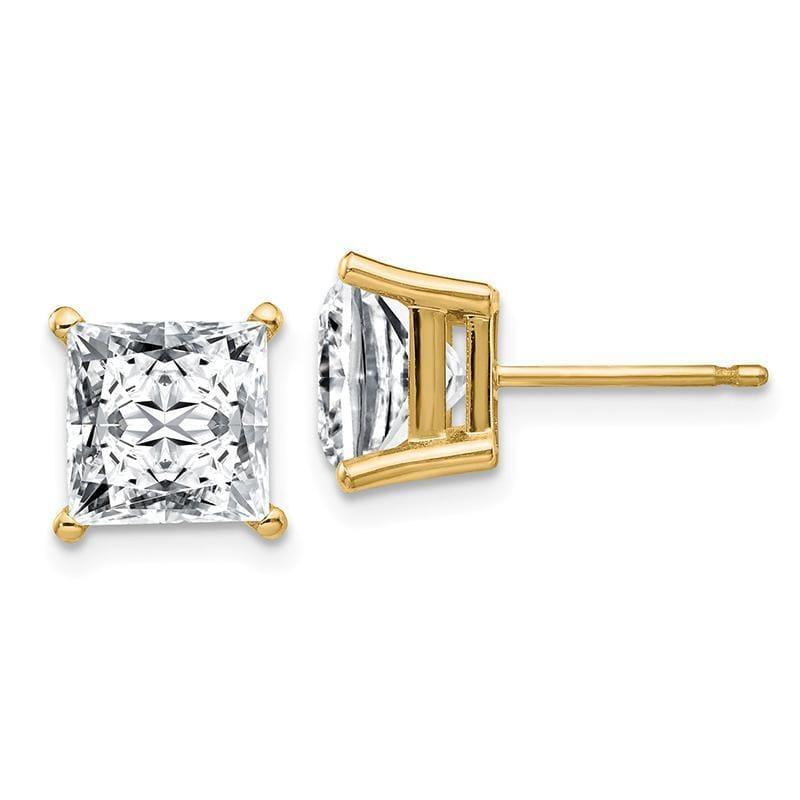 14ky 3.50ct. 7.0mm Square Brilliant Moissanite 4-Prong Basket Post Earring - Seattle Gold Grillz