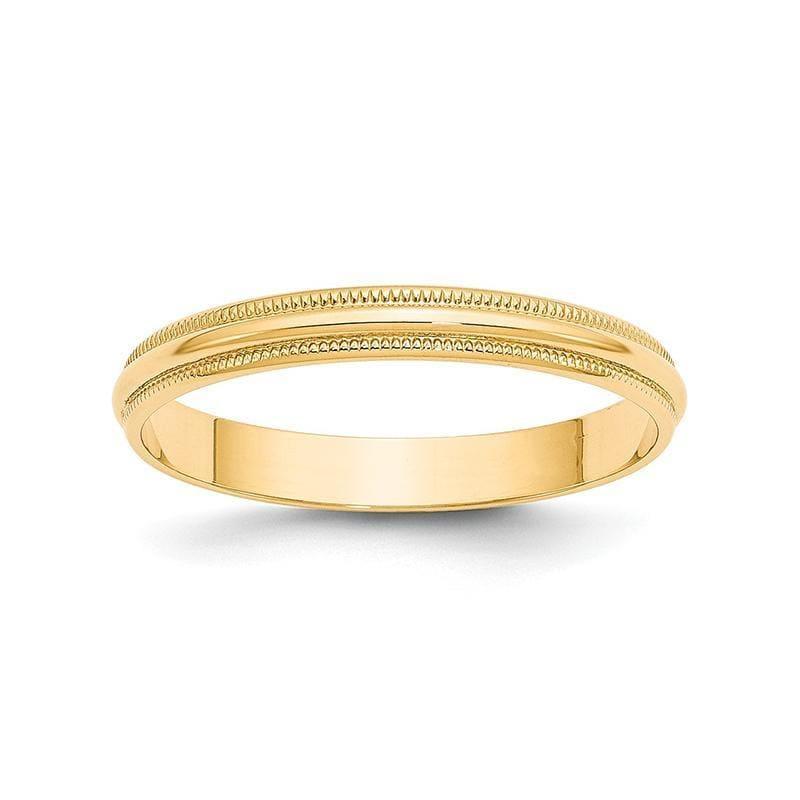 14KY 3mm LTW Milgrain Half Round Band - Seattle Gold Grillz