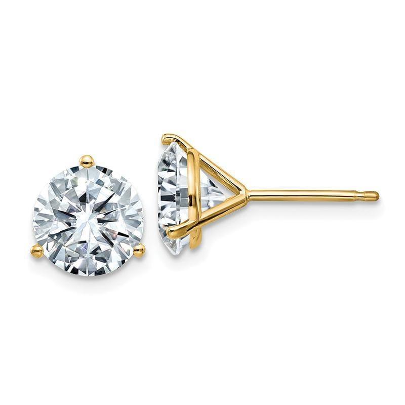 14ky 4.00ct. 8.0mm Round Colorless Moissanite 3-Prong Martini Post Earring - Seattle Gold Grillz