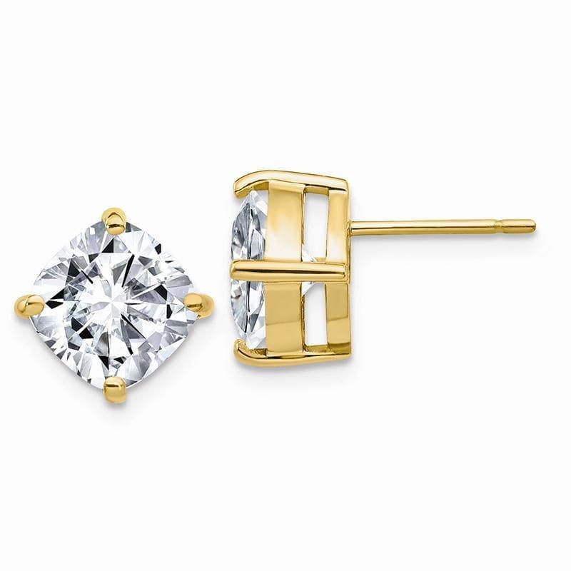 14ky 6.50ct. 9.00mm Cushion Colorless Moissanite Earring - Seattle Gold Grillz