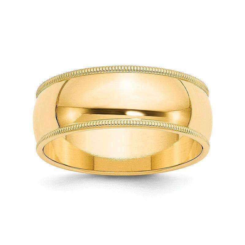 14KY 8mm Milgrain Half Round Band - Seattle Gold Grillz