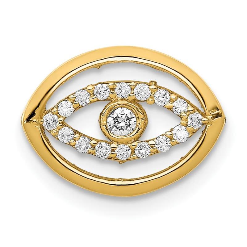 14ky Small SI Diamond Gold Halo Evil Eye Pendant - Seattle Gold Grillz