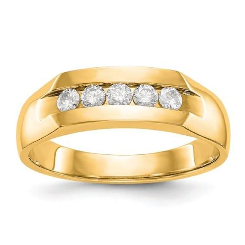 14ky True Origin Lab Grown Dia VS-SI Colorless 5-Stone Men's Channel Band - Seattle Gold Grillz