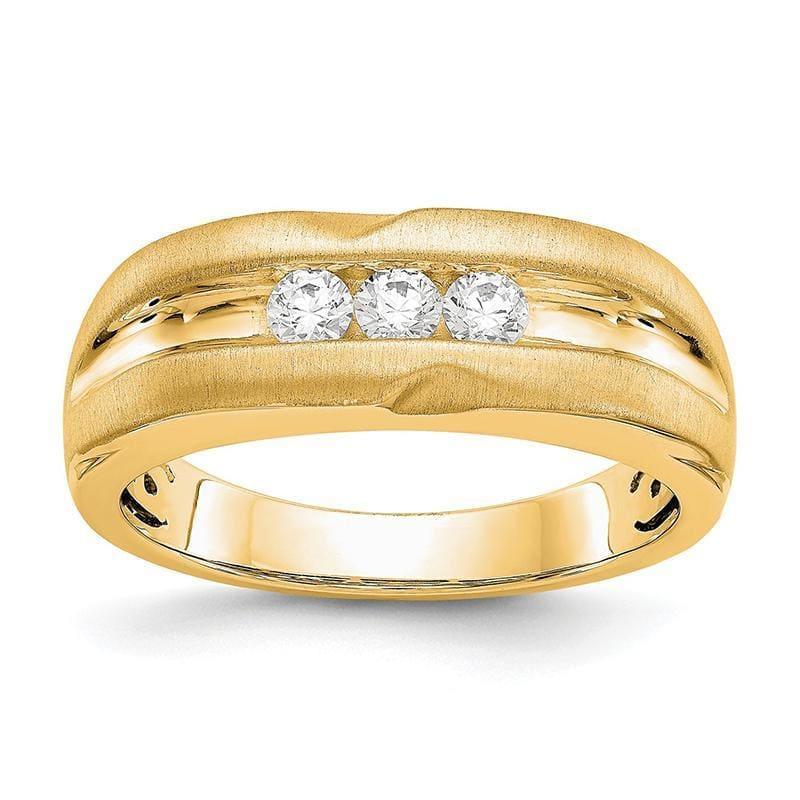 14ky True Origin Lab Grown DIa VS-SI Colorless Brushed-Polished Men's Band - Seattle Gold Grillz