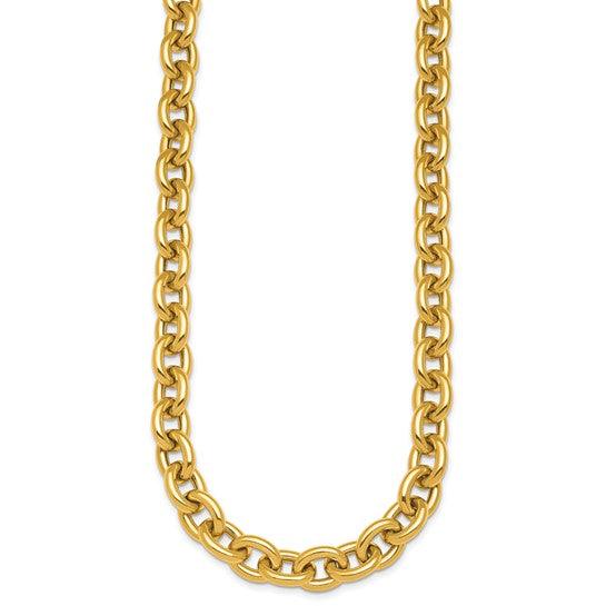 18K Polished 10.5mm Open Link Cable Necklace