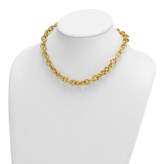 18K Polished 10.5mm Open Link Cable Necklace