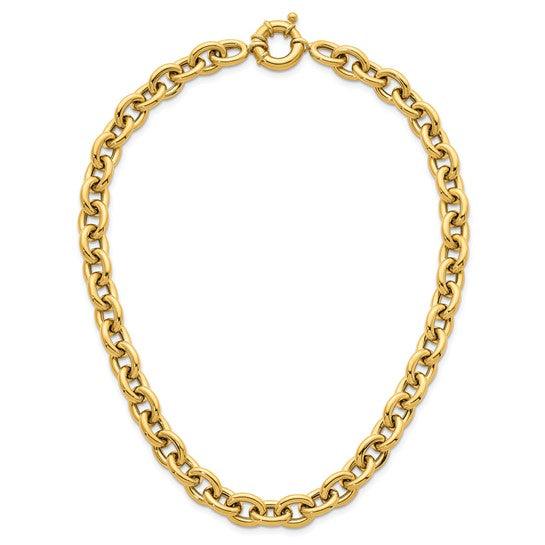 18K Polished 10.5mm Open Link Cable Necklace