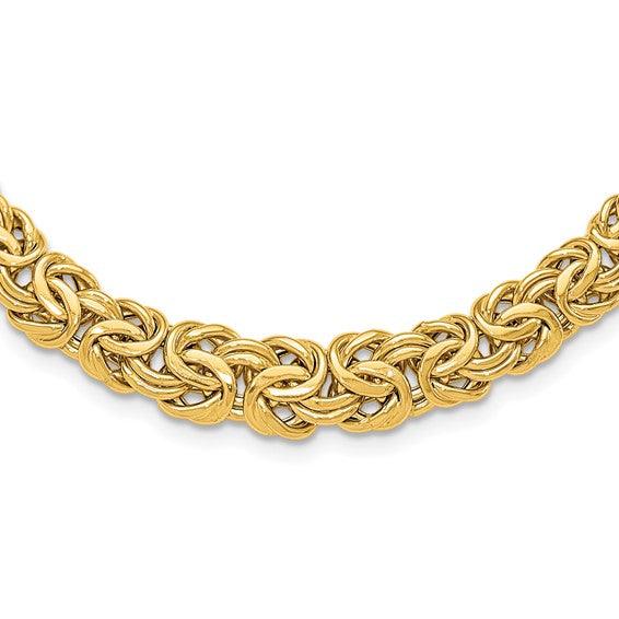 18K Polished Tapered Byzantine Necklace - Seattle Gold Grillz