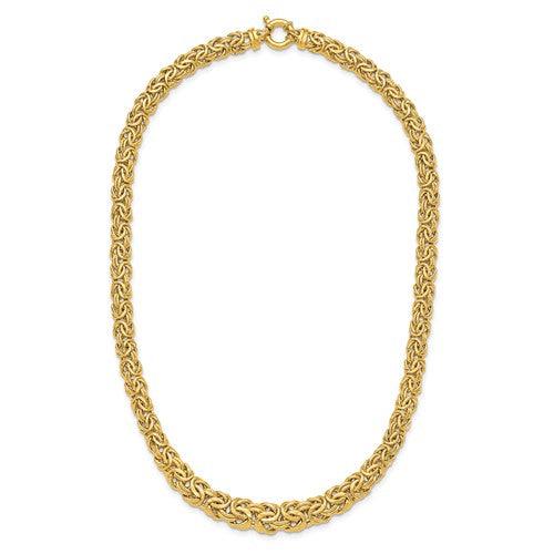 18K Polished Tapered Byzantine Necklace - Seattle Gold Grillz
