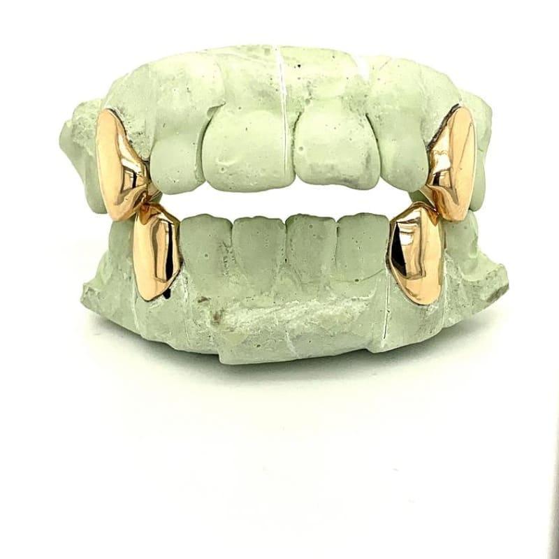 2 Top 2 Bottom Gold Fangs - Seattle Gold Grillz