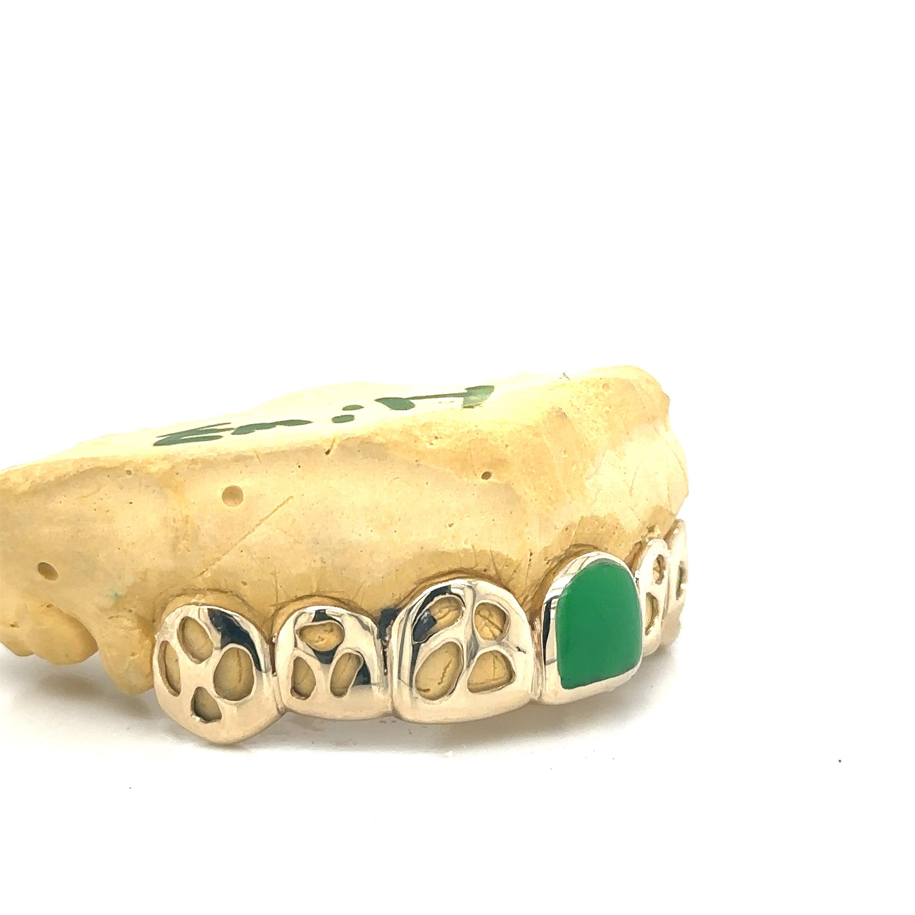 6pc Gold Jade Open Top Grillz
