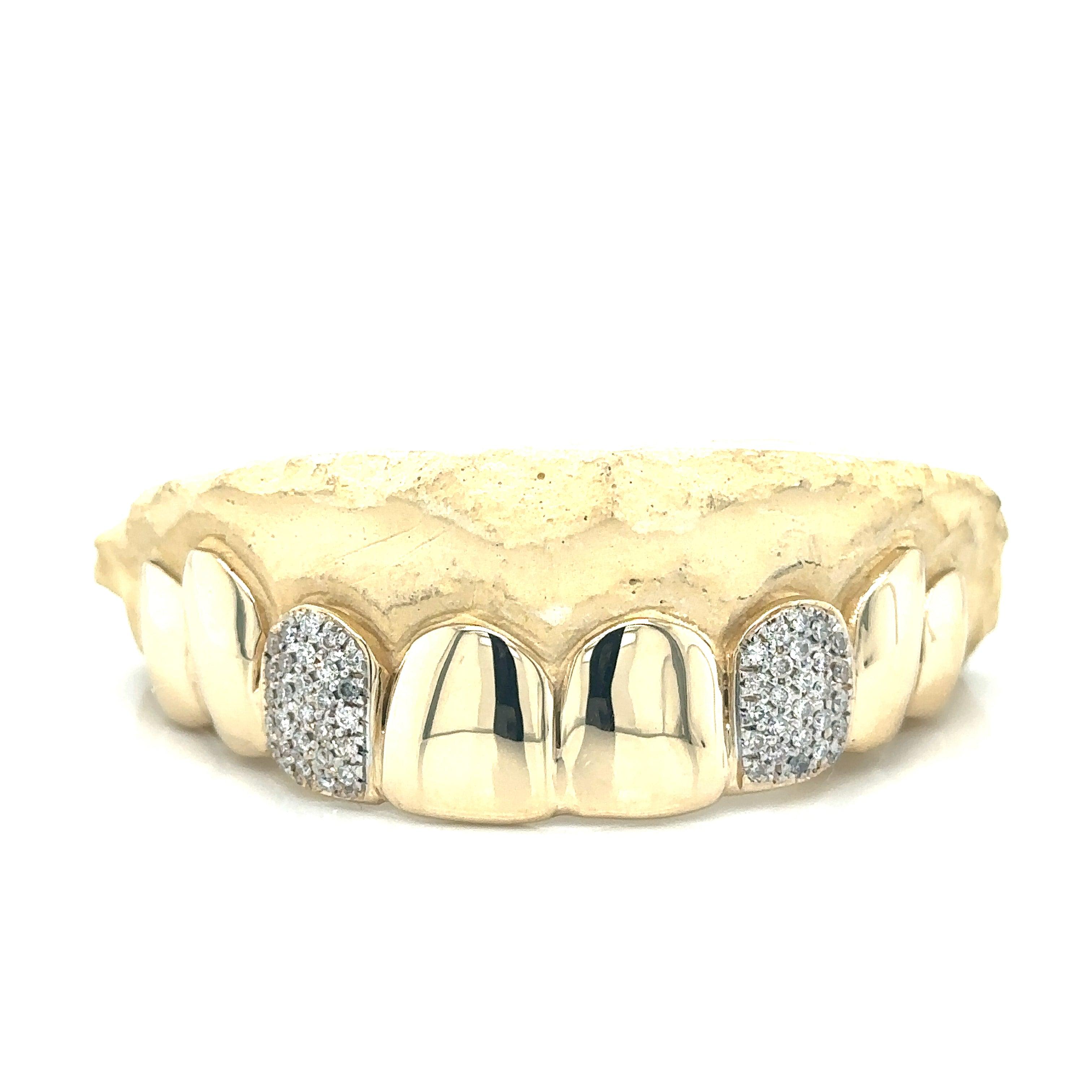 8pc Gold Diamond Incisor Top Grillz