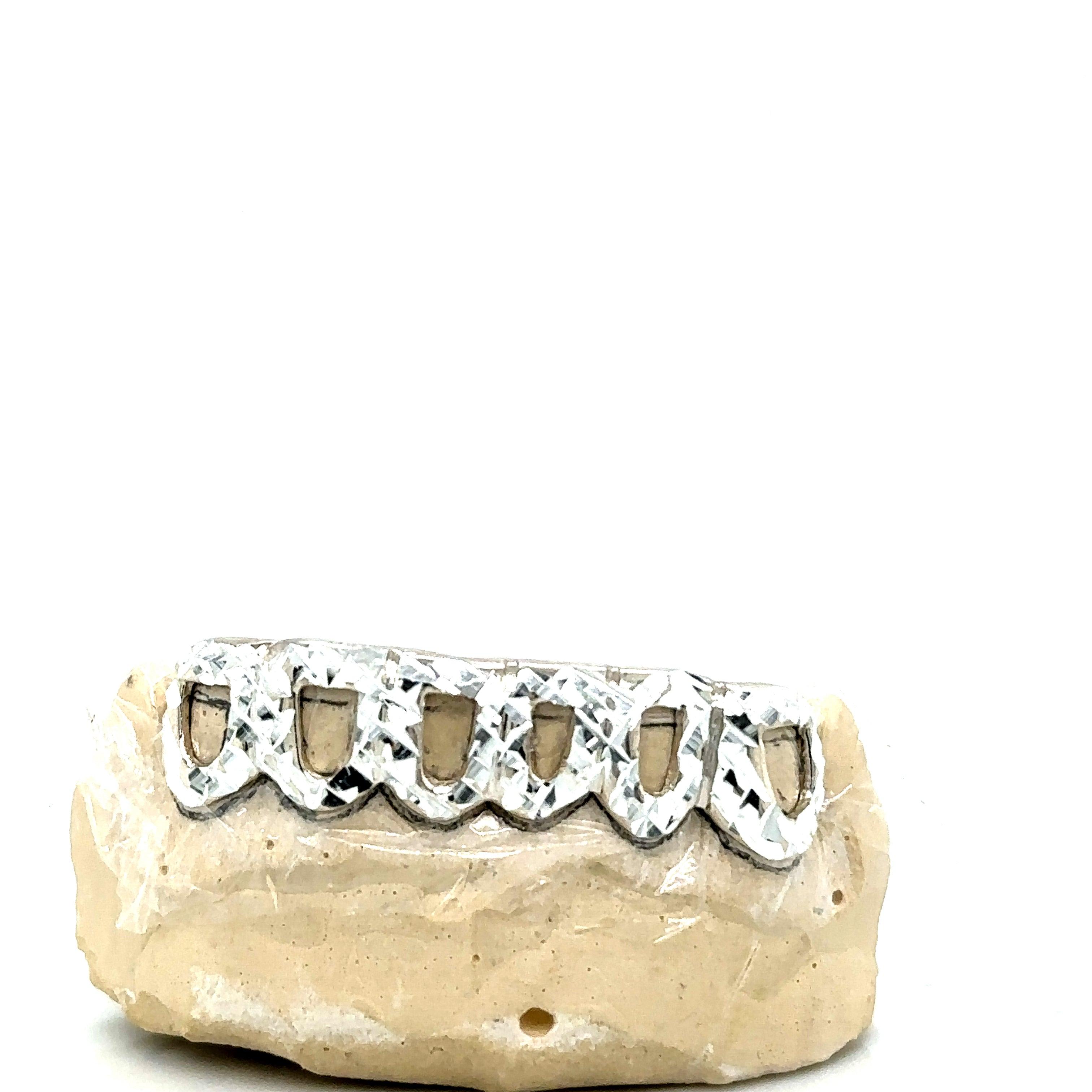 6pc Silver Open Face Snowflake Grillz