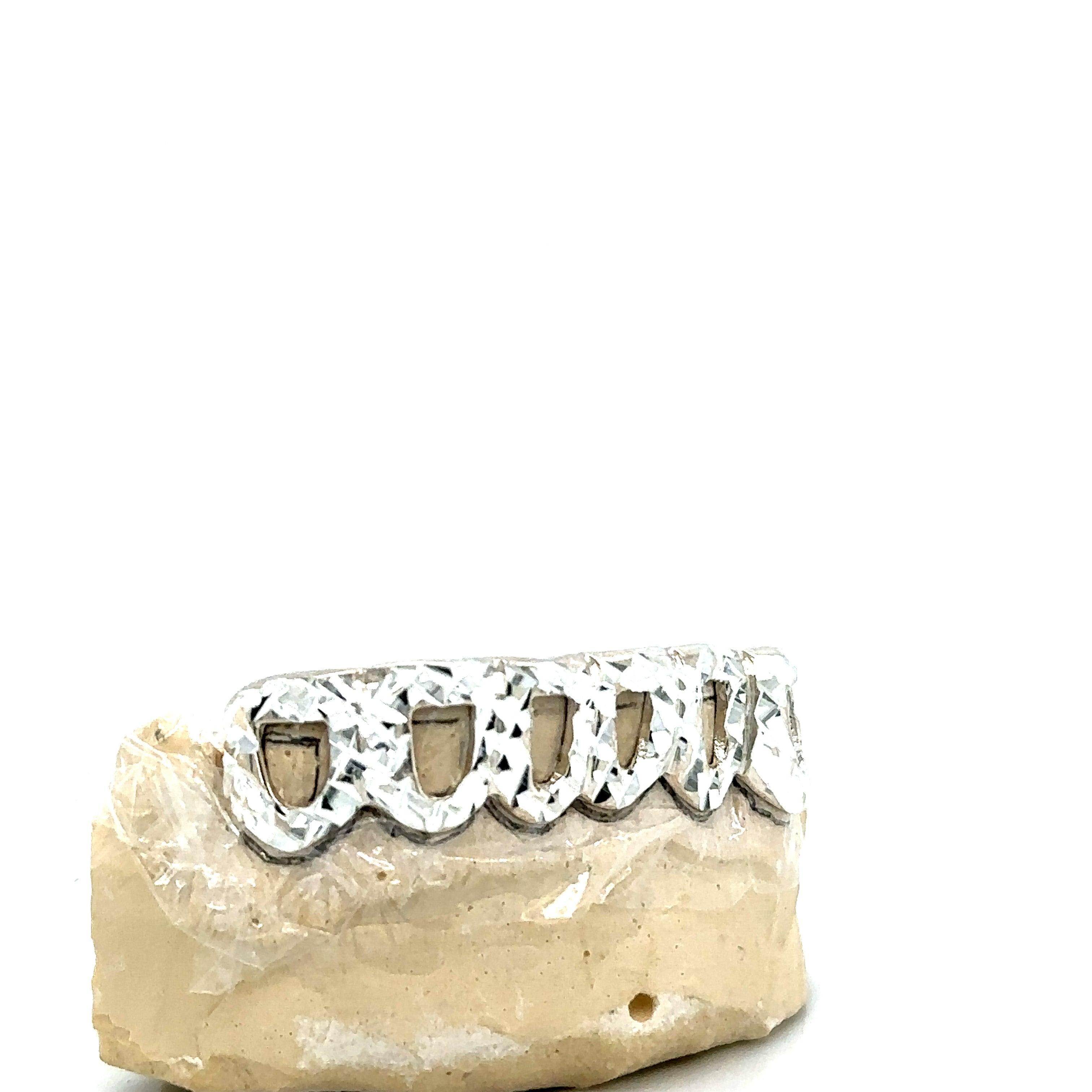 6pc Silver Open Face Snowflake Grillz