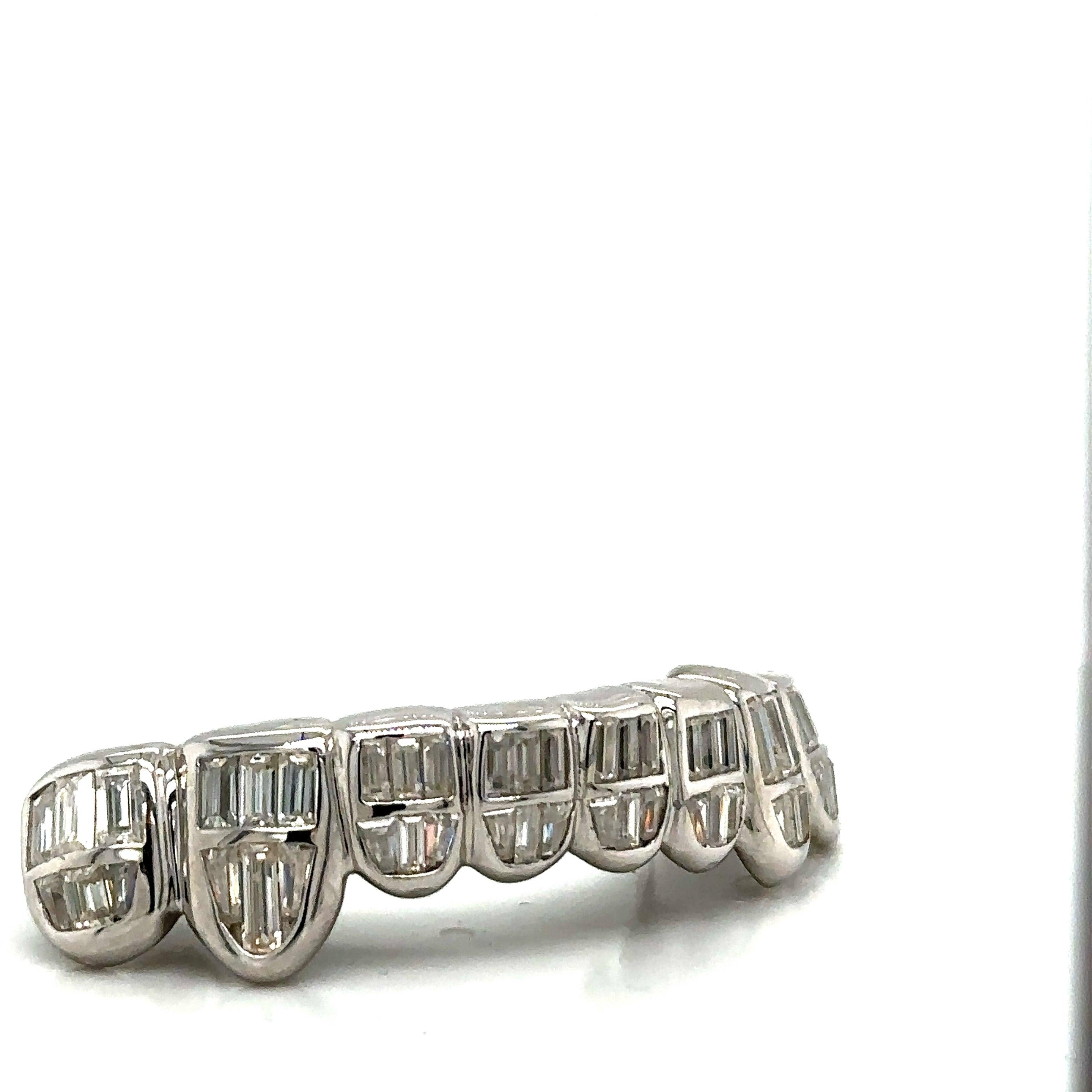 8pc Silver Baguette Moissanite Bottom Grillz