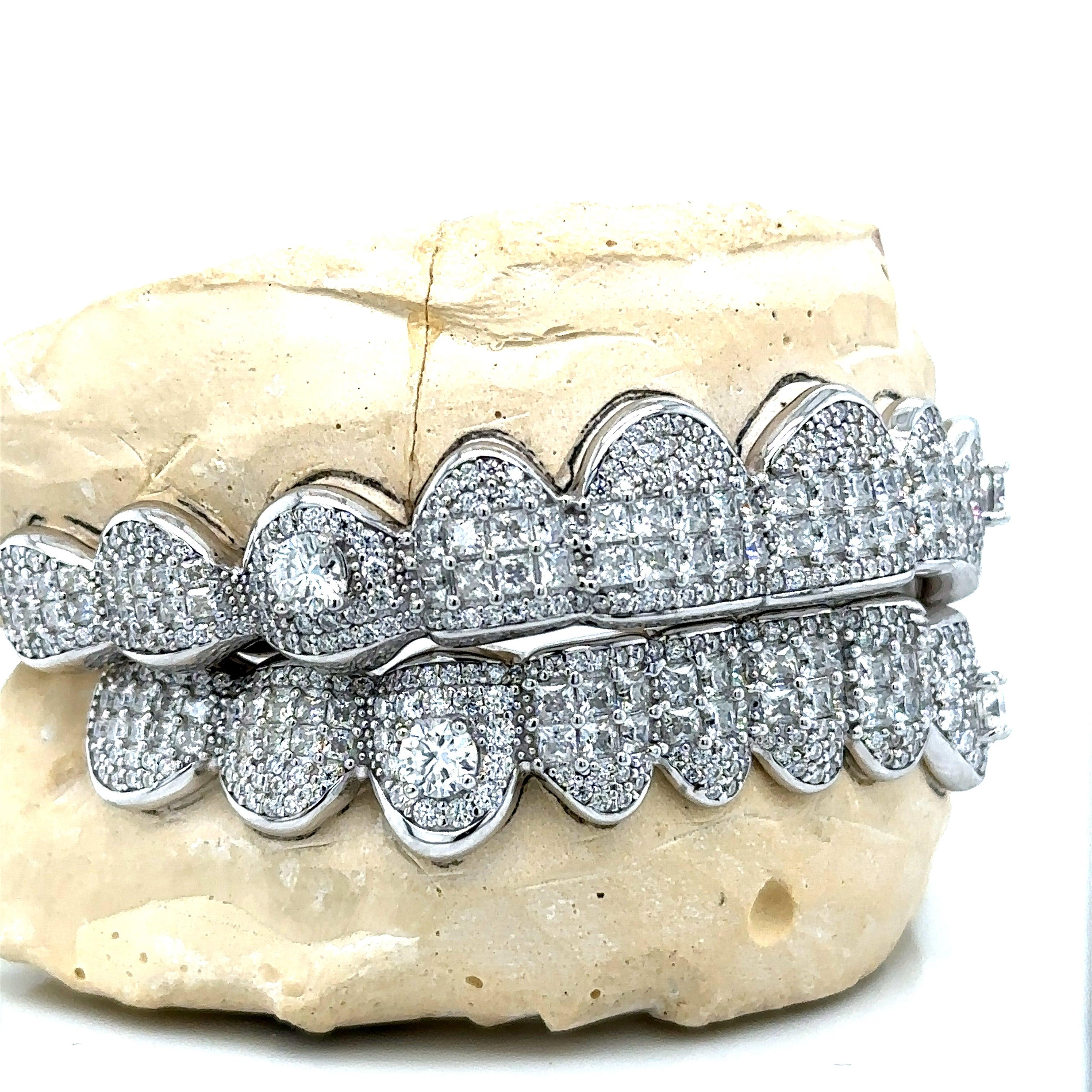 20pc Silver Moissanite Princess Cut Big Round Grillz