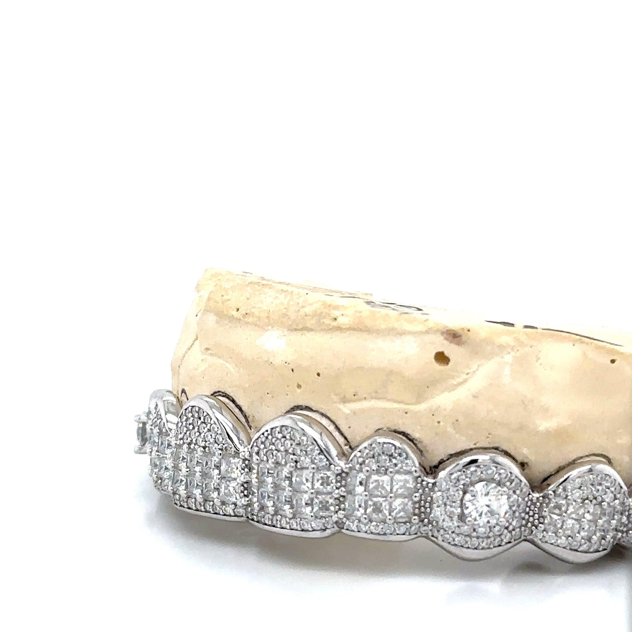 10pc Silver Moissanite Princess Round Top Grillz