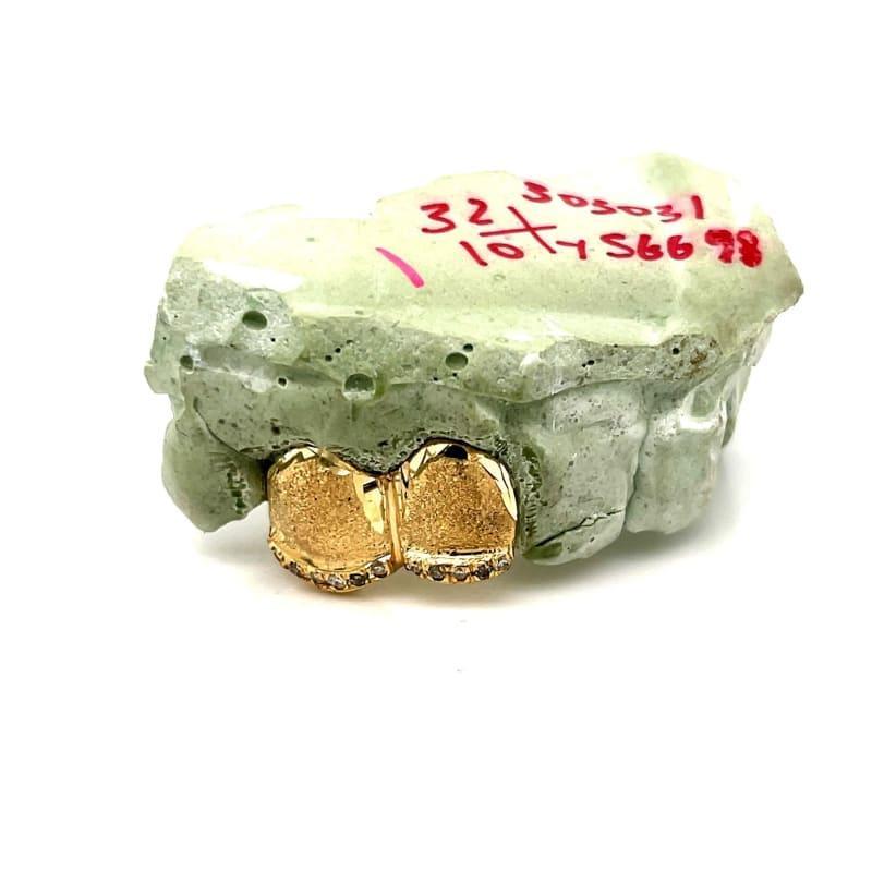 2pc Gold Diamond Dusted Grillz - Seattle Gold Grillz