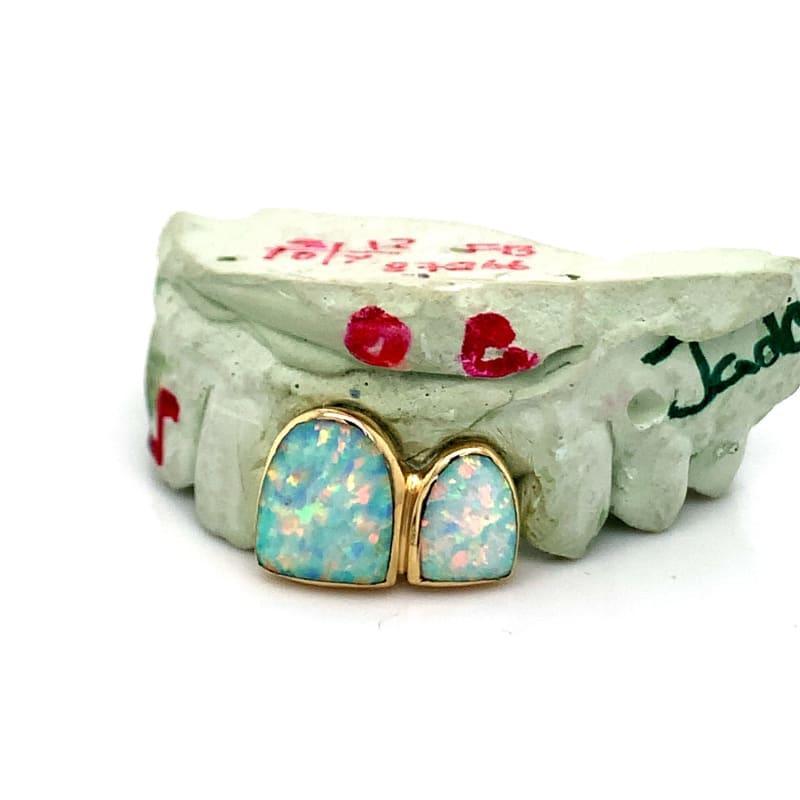 2pc Gold Opal Top Grillz - Seattle Gold Grillz