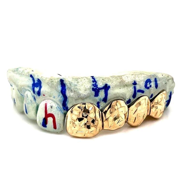 4pc Gold Left Leaf Cut Grillz - Seattle Gold Grillz